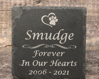 Pedra Memorial para Animais de Estimação Pedra de Memória para Animais de Estimação Perda de Cachorro Perda de Gato Presente Pedra de Lembrança Placa Memorial de Ardósia Marcador de Túmulo Personalizado Personalizado Gravado