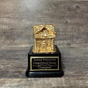 Golden Gingerbread House Trophy Christmas Cookie Decorating Champion Bake Off Competition Trophy Contest Award Winner Christmas Decor