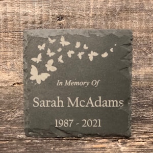 Memorial Stone Remembrance Memory Stone Custom Engraved BUTTERFLY Outdoor Garden Memorial or Victory Garden Stone Plaque In Loving Memory of