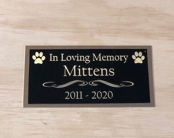 Gedenkplaat voor huisdier op maat gegraveerde kattenurn Hondenurn huisdierurn zwart/goud gepersonaliseerde gegraveerde naamplaat naamplaat gedenkplaat