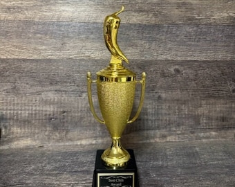 Chili Cook Off Trophy Chili Competition Champion Golden Chili Award Hot Stuff Custom Engraved Award Red Hot Pepper Hottest Chili