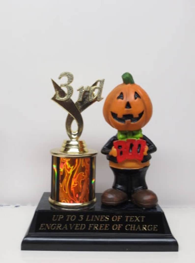 Halloween Trophy Trophies Set of THREE Trophy Pumpkin Carving Contest Best Costume Winner Trunk or Treat Halloween Decor Scariest Costume