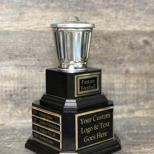 Trash Talker Perpetual Fantasy Football Loser Trophy FFL Award Galvanized Garbage Can Last Place FFL Sacko Funny Adult Humor Gag Gift