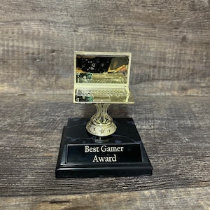 Funny Trophy Best Gamer or IT Tech Award Laptop Computer Trophy Gag Gift Personalized Trophy Dad Gift Father&#39;s Day Gift