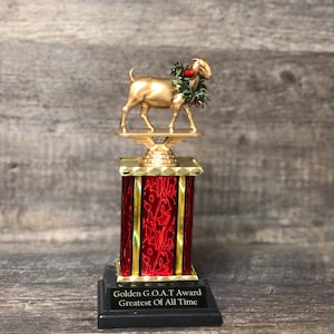 Funny Trophy GOLDEN GOAT Trophy Greatest of All Time Award Trophy Hand Painted Top Sales Motivational Achievement Award Personalized Winner
