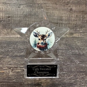Economy Ugly Sweater Trophy STAR Christmas Trophy Best Gingerbread House Family Trophy Acrylic Star Best Holiday Spirit Trophy