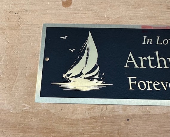 Sailboat BRASS Bench Plate Custom Engraved Beach Themed Memorial