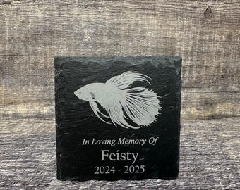 Beta Fish Memorial Stone Pet Memory Stone Pet Loss Gift Grave Marker Remembrance Stone Memorial Plaque Slate Personalized Custom Engraved