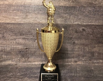 Most Holiday Spirit Christmas Trophy Ugly Sweater Trophy Santa Trophy Ugliest Sweater Holiday Party Award Winner Cookie Bake Off