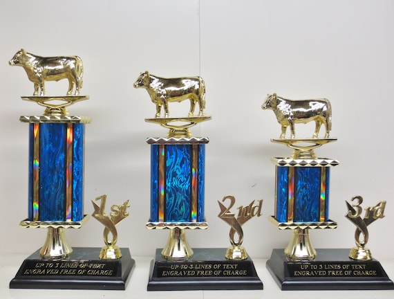 BBQ Trophy Best BBQ Cook Off Trophy Brisket Hamburger Beef Rib Hand Painted Cow Trophy Award Champion 4th of July Independence Day Memorial