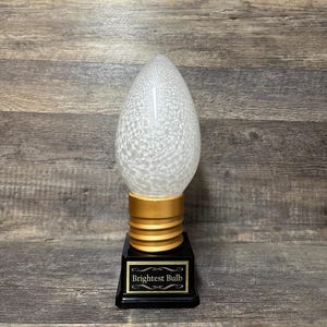 Brightest Bulb Trophy Bright Idea Corporate Award Best Decorated House Christmas Lights Trophy Neighborhood Christmas WHITE Bulb Trophy