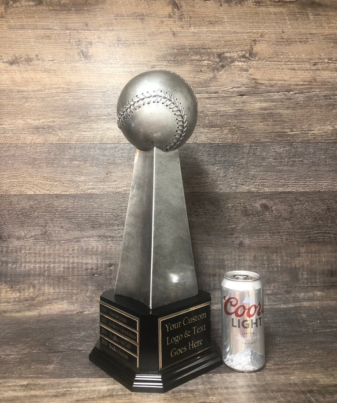 Baseball Trophy Fantasy Baseball Perpetual Trophy XL Antique Silver