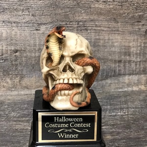 Halloween Trophy READY TO SHIP Skull & Cobra Snake Costume Contest Winner Scariest Costume Pumpkin Carving Halloween Dia De Los Muertos