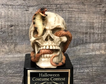 Halloween Trophy READY TO SHIP Skull & Cobra Snake Costume Contest Winner Scariest Costume Pumpkin Carving Halloween Dia De Los Muertos