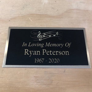 Memorial Plaque MUSIC NOTES Name Plate for Cremation Urn or Memorial Plaque Engraved Plate Name Plaque Name Plate In Loving Memory of