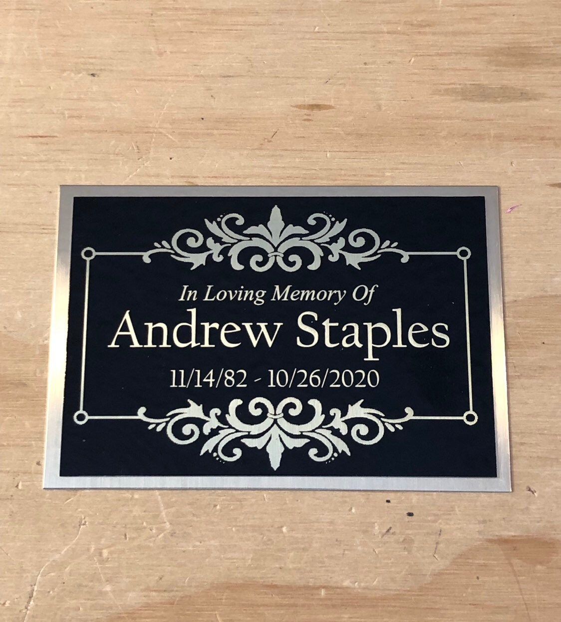 Custom Engraved Name Plate Cremation Urn ORNATE FRAME Memorial Etsy