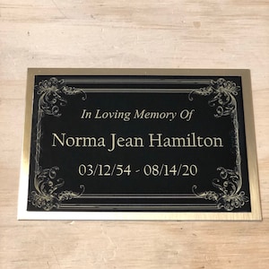 Cremation Urn Name Plate Custom Engraved Memorial Urn Tag Plaque Black/Gold Backing Engraved Urn Name Plate In Loving Memory of