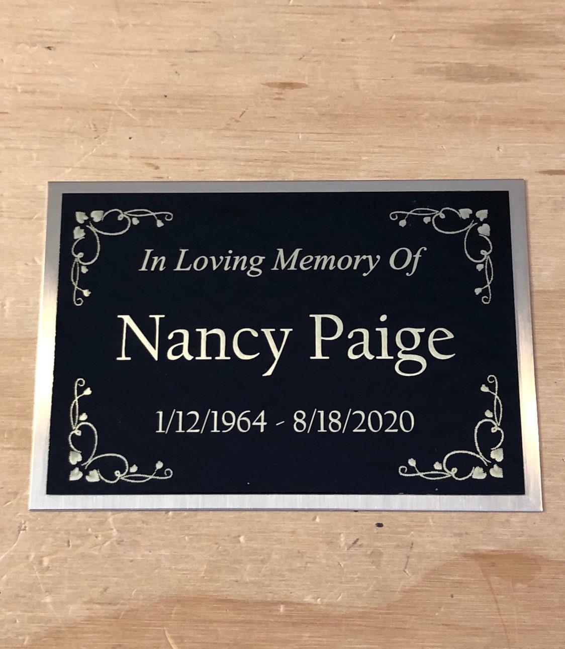 Custom Engraved Name Plate Cremation Urn HEART BOARDER Etsy