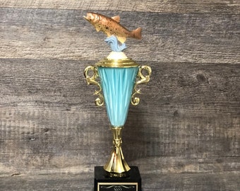 Fishing Trophy Brown Trout Tournament Derby Trophy HAND PAINTED Award Funny Trophy Biggest Fish Salmon #1 Master Baiter Award Gag Gift Award