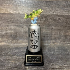 Fishing Trophy Award Funny Trophy Biggest Bass Tournament Derby Trophy HAND PAINTED Perch #1 Master Baiter Award Gag Gift Beer Challenge