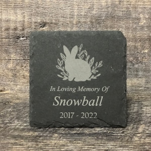 Kaninchen Gedenkstein Haustier Häschen Erinnerungsstein Haustier Verlust Geschenk Grabstein Erinnerungsstein Gedenktafel Schiefer Individuell graviert