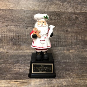 Gingerbread Cookie Bake Off Christmas Trophy Contest Decorating Winner Baker Santa Claus Gingerbread House Christmas Decor Ugly Sweater