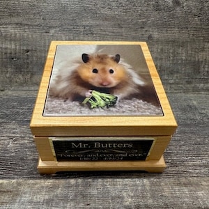 Hamster Urn Mouse Urn Guinea Pig Urn Small Animal Pet Urn Bunny Urn Pet Memorial Box Cremation Urn Custom Photo Tile & Engraved Tag To 25lbs