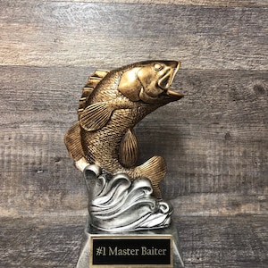 Funny #1 Master Baiter Bass Trophy Fishing Trophy Fishing Derby Trophy Award Biggest Bass Fish Personalized Custom Trophy Biggest Fish