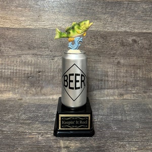 Fishing Trophy Award Funny Trophy Biggest Bass Tournament Derby Trophy HAND PAINTED Perch #1 Master Baiter Award Gag Gift Beer Challenge