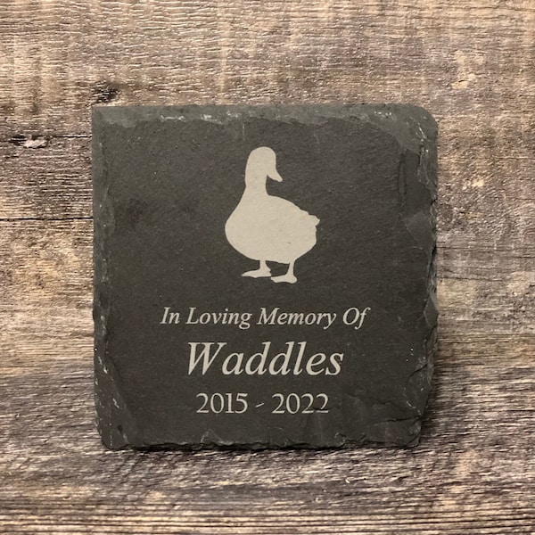 Duck Memorial Stone Pet Memory Stone Pet Loss Gift Grave Marker Remembrance Stone Memorial Plaque Slate Personalized Custom Engraved