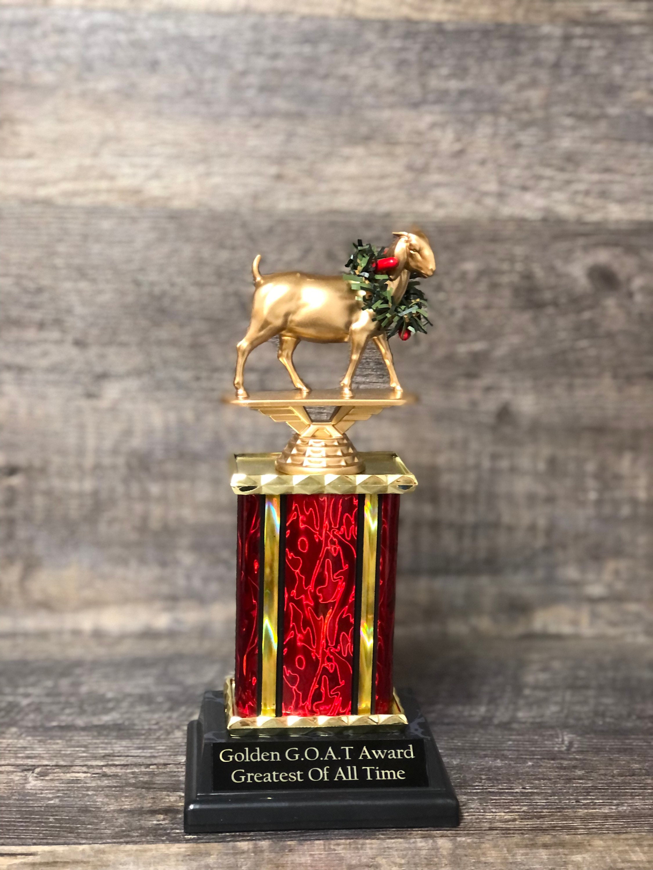 Greatest of All Time Trophy - GOAT - The Goat Trophy Award with Option for  Customized Engraving - Funny Trophy to Recognize Boss, Co-Workers, Friends