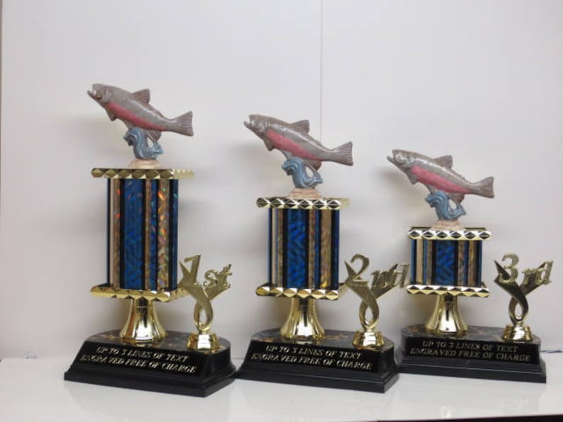 Fishing Derby Trophy Trophies Award Hand Painted Fish Salmon Etsy