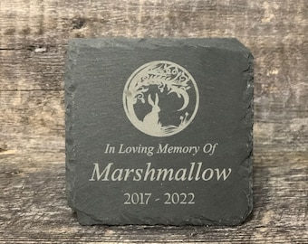 Pedra Memorial do Coelho Pedra da Memória do Coelho de Estimação Presente da Perda do Animal de Estimação Marcador de Túmulo Pedra da Lembrança Placa Memorial Ardósia Personalizada Gravada