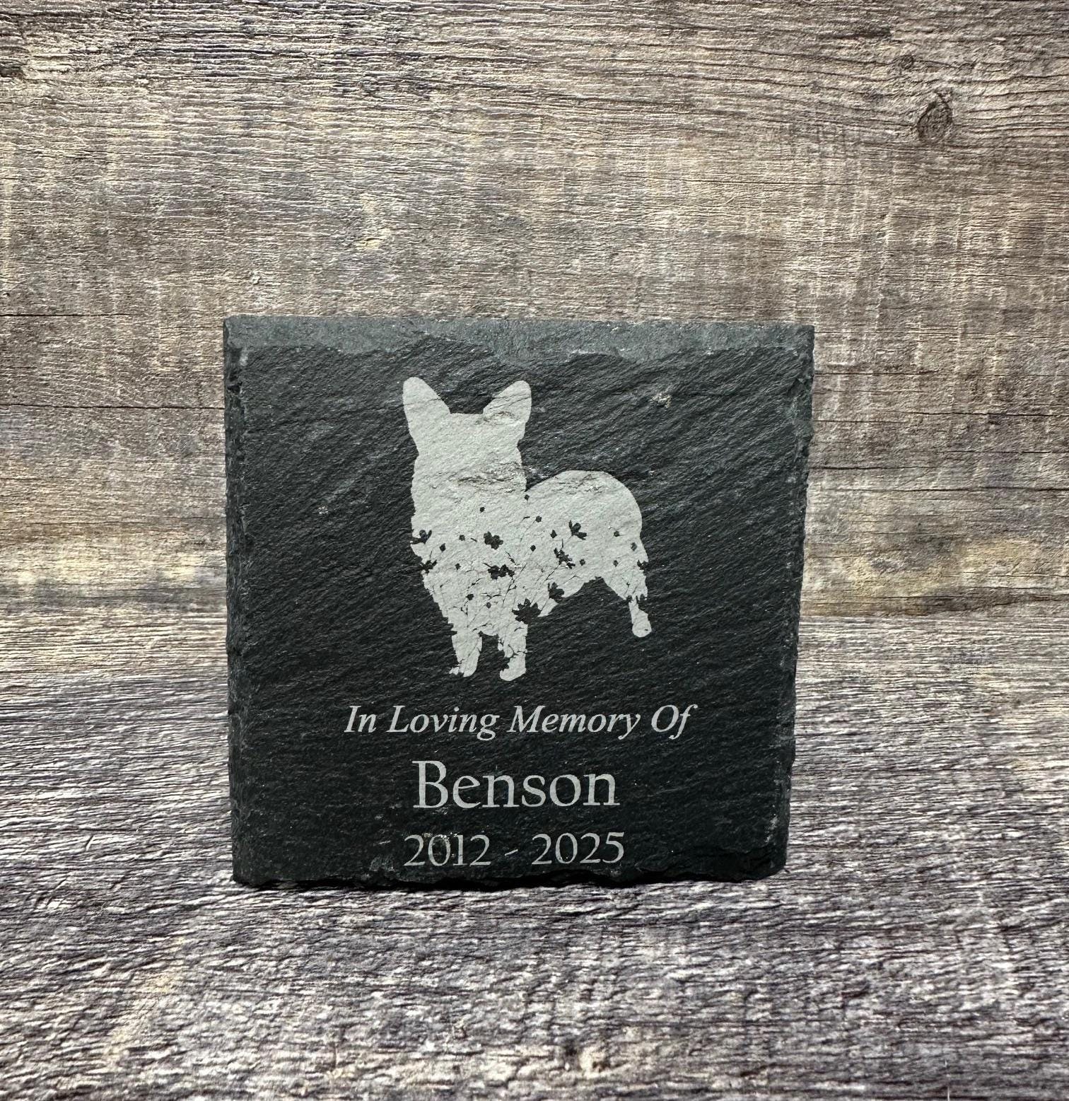 Corgi Memorial Stone Pet Memory Dog Pet Loss Gift Grave Marker Remembrance Stone Memorial Plaque Slate Personalized Custom Engraved