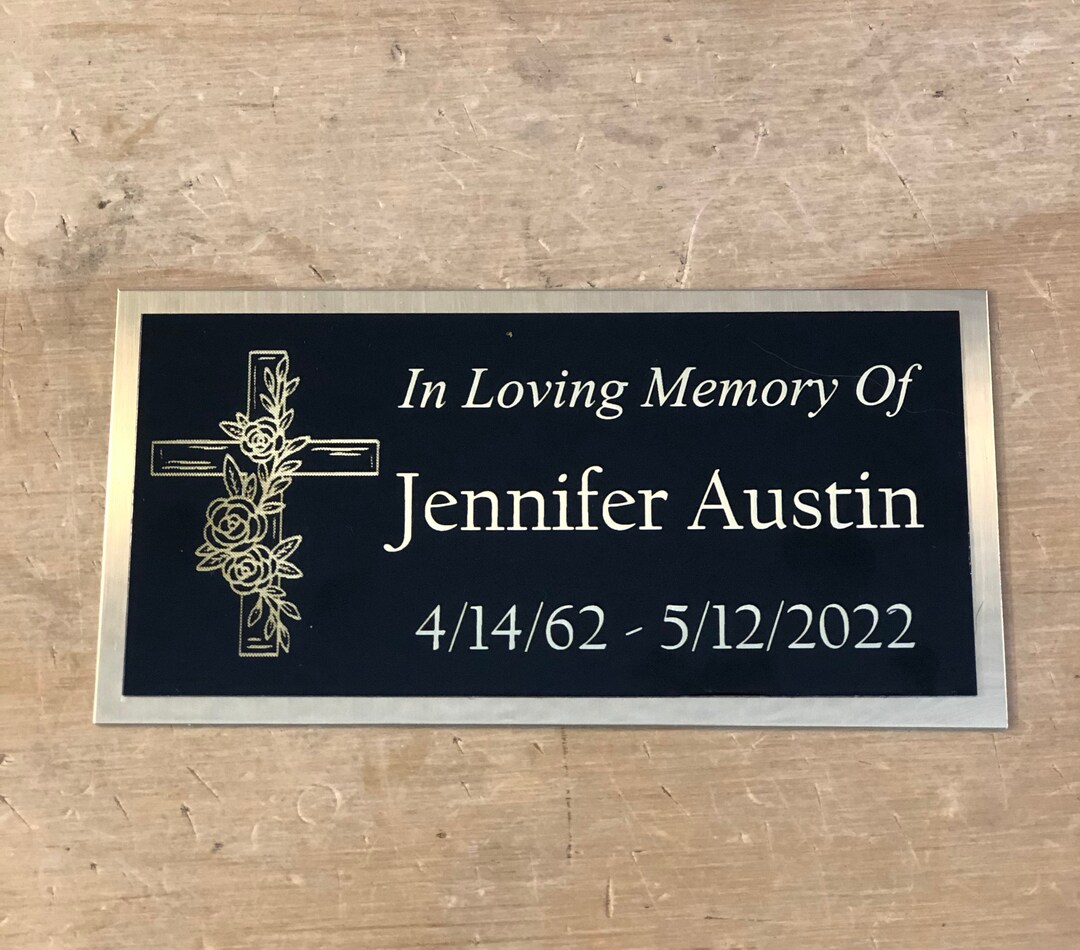 Custom Engraved Name Plate Cremation Urn Fish RELIGIOUS CROSS Memorial