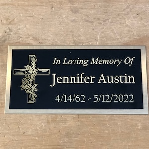 Custom Engraved Name Plate Cremation Urn Fish RELIGIOUS CROSS Memorial Urn Tag Plaque In Loving Memory of Engraved Urn Name Plate