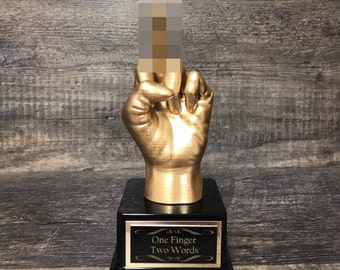 Funny Trophy Middle Finger Gag Gift Adult Humor #1 Boss Funny Birthday Gift Best Boss The Bird F*ck You Trophy One Finger Two Words Award