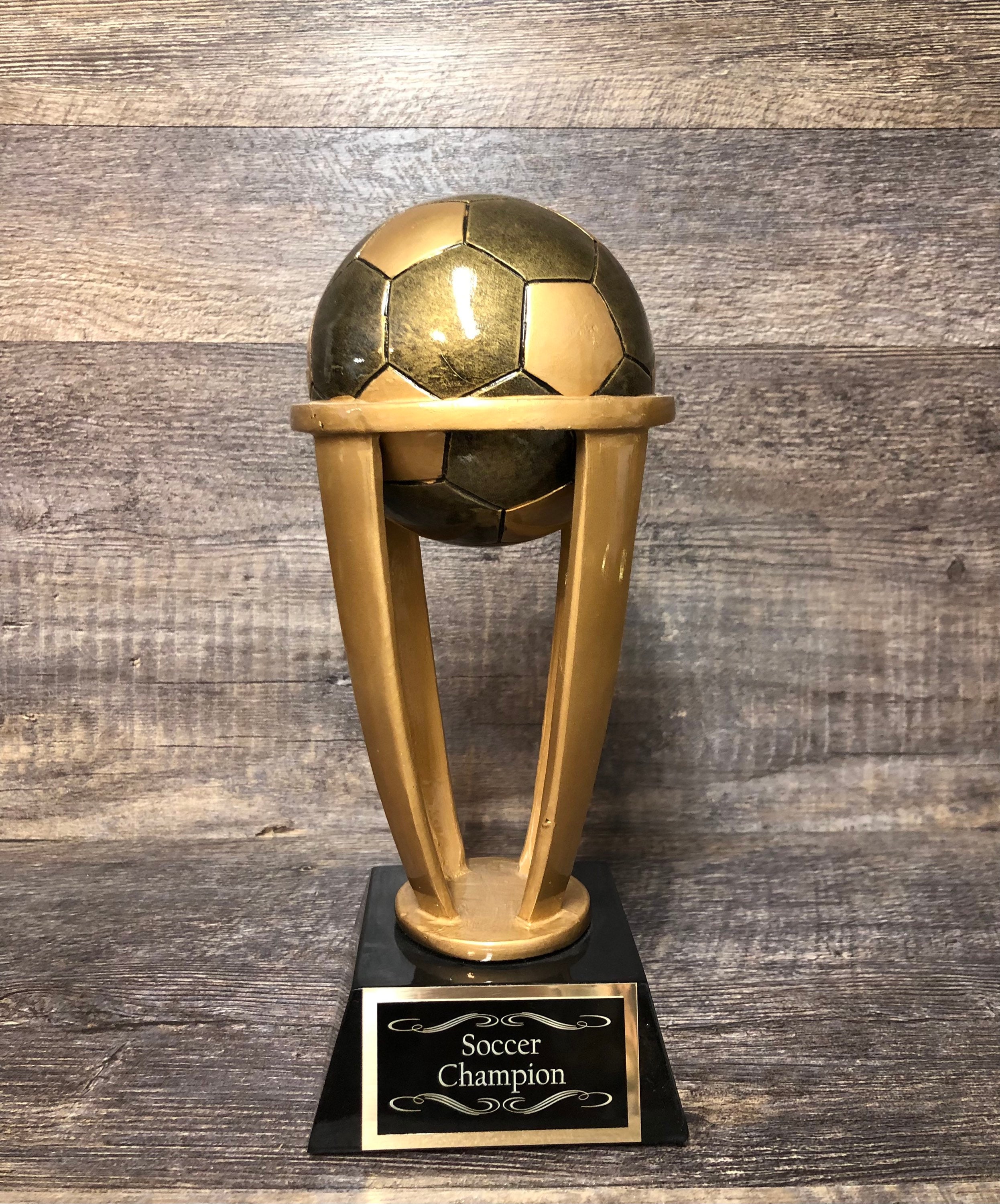 Flag Football Trophy 6 Gold Football Trophies - Double Male Award Set With Custom Engraving Plates Foldable 2x3 Foot Bean Bag Toss Boards With Carry Case