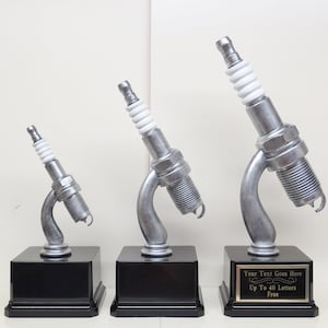 Car Show Trophies Racing Trophy Set of 3 Spark Plug Trophy Mechanic Trophy Silver Spark Plug Award Winner Best In Show Best Custom Engraved