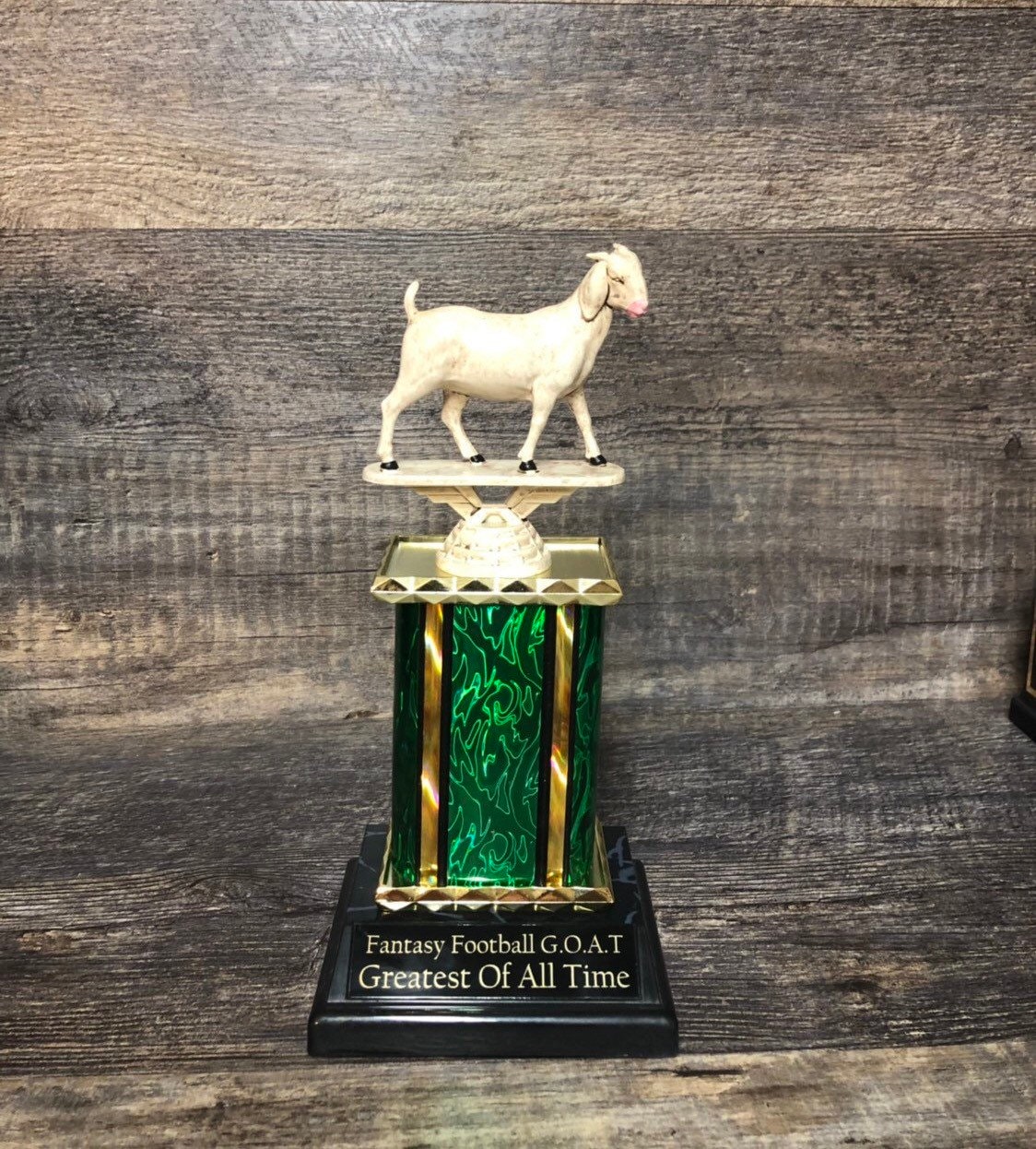 Fantasy Football Trophy Funny GOAT Greatest of All Time Award 