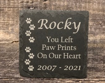 Pedra Memorial para Animais de Estimação Pedra de Memória para Animais de Estimação Cão Gato Perda Presente Pedra de Lembrança Placa Memorial Ardósia Marcador de Túmulo Personalizado Personalizado Gravado