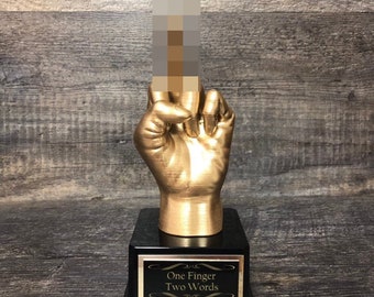 Middle Finger Golf Loser Trophy Hole In One Worst Score Over Par Trophy Funny Flipping The Bird F*ck You Trophy One Finger Two Words Award