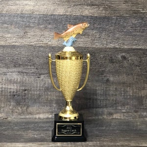 Fishing Trophy Brown Trout Tournament Derby Trophy HAND PAINTED Award Biggest Fish Funny Trophy #1 Master Baiter Award Trophy Gag Gift Award