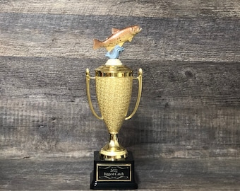 Fishing Trophy Brown Trout Tournament Derby Trophy HAND PAINTED Award Biggest Fish Funny Trophy #1 Master Baiter Award Trophy Gag Gift Award