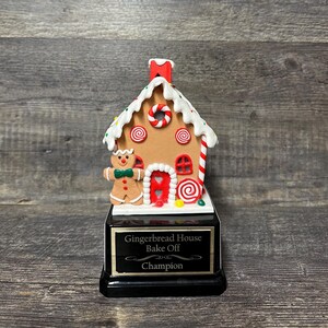 Gingerbread House Cookie Bake Off Trophy 8.5&quot; Med Size Ugly Sweater Trophy Contest Award Christmas Holiday Party Cookie Christmas Decor