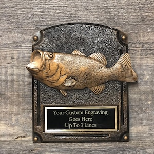 Fishing Trophy Plaque Bass Fishing Derby Tournament Trophy Award Biggest Bass Fish Personalized Trophy Biggest Fish Competition Winner
