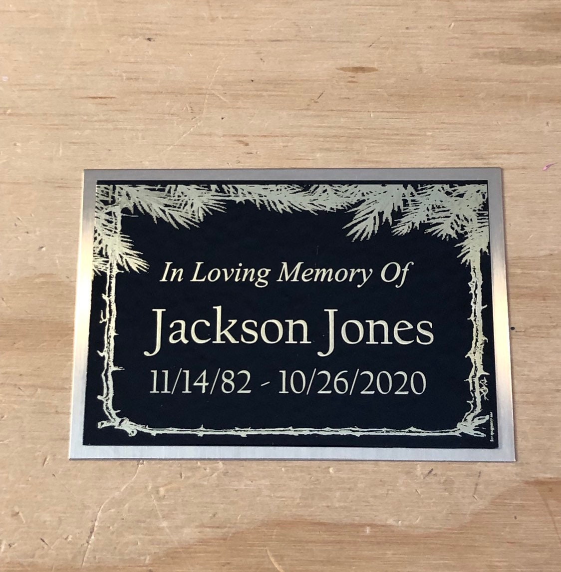 Custom Engraved Name Plate Cremation Urn PINE BRANCHES | Etsy