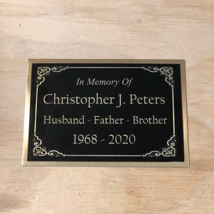 Urn Plaque Custom Engraved Name Plate Cremation Urn Memorial Urn Tag Plaque Black/Gold Backing Engraved Urn Name Plate In Loving Memory of