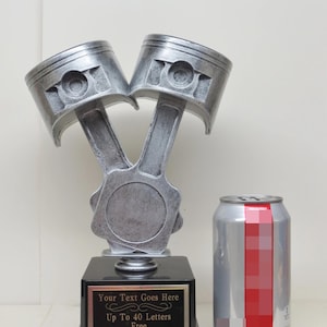 Car Show Trophy 8" Rods & Pistons Racing Trophy Hot Rod Trophy Plastic Silver Piston Award Winner Best In Show Best Car Award Participant