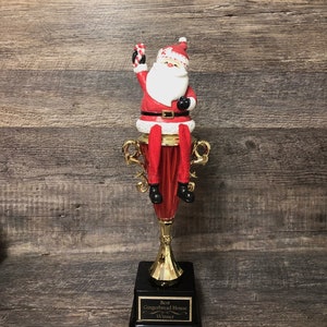 Ugly Sweater Contest Christmas Trophy Gingerbread House Cookie Bake Off Santa Family Party Award Winner Best Christmas Holiday Decor
